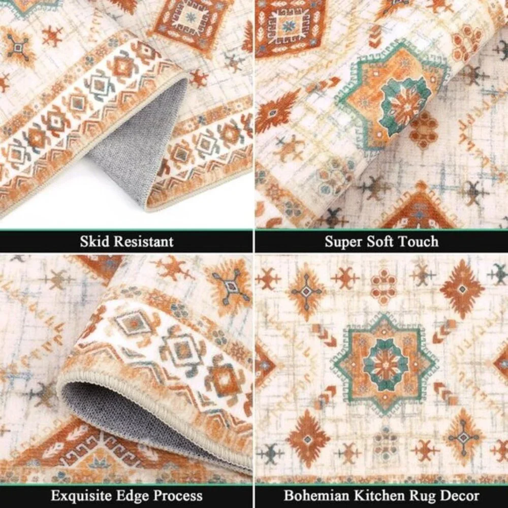 New 3 Piece Kitchen Rug Set, Non Slip Washable Mats with Runner for Floor